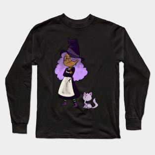 A grumpy witch and her cat Long Sleeve T-Shirt